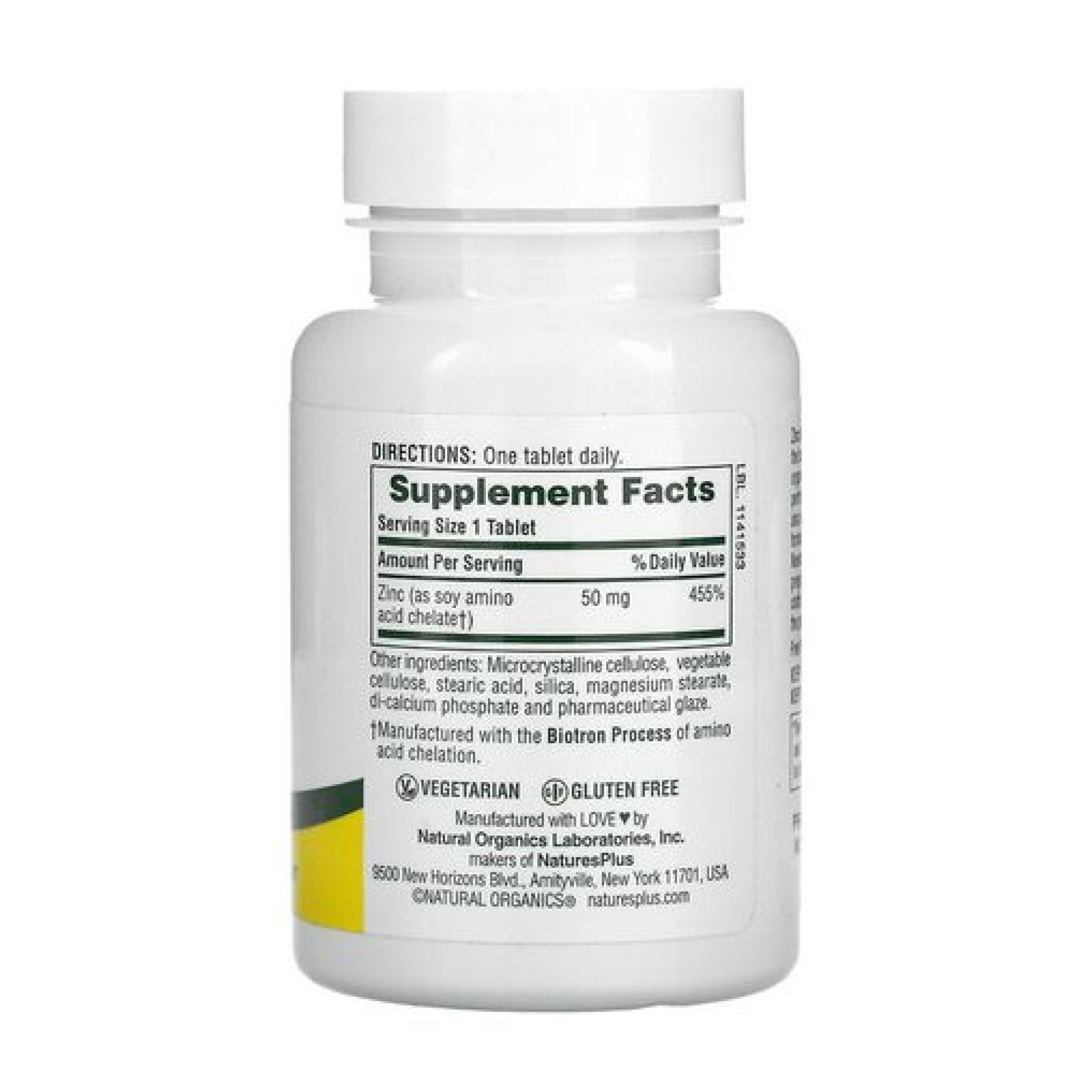 Таблетки Nature's Plus Zinc 50mg - 90 tabs 2023-10-3236