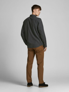 Сорочка JJECLASSIC HEATHER SHIRT L/S STS 12189760-Dark Grey Melange-Fit:SLIM FIT Jack&Jones L Темно 12189760-DARK GREY MELANG