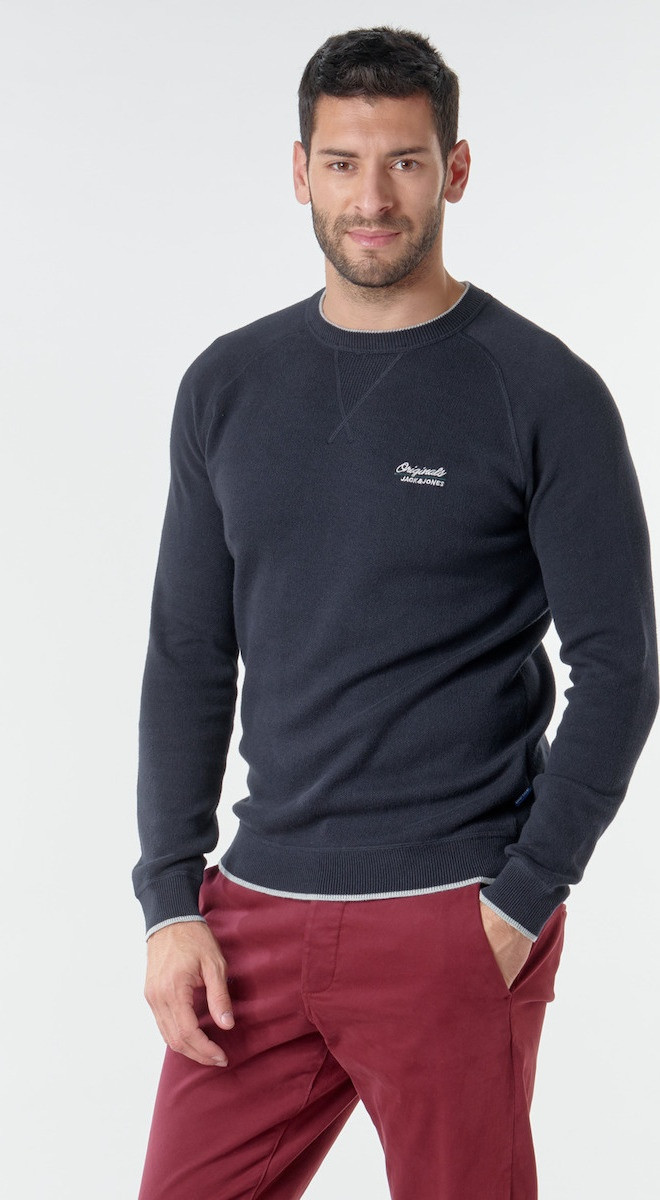 Світшот JORJOES KNIT CREW NECK 12175774 Sky Captain Jack&Jones S Темно-синій 12175774SkyCaptain