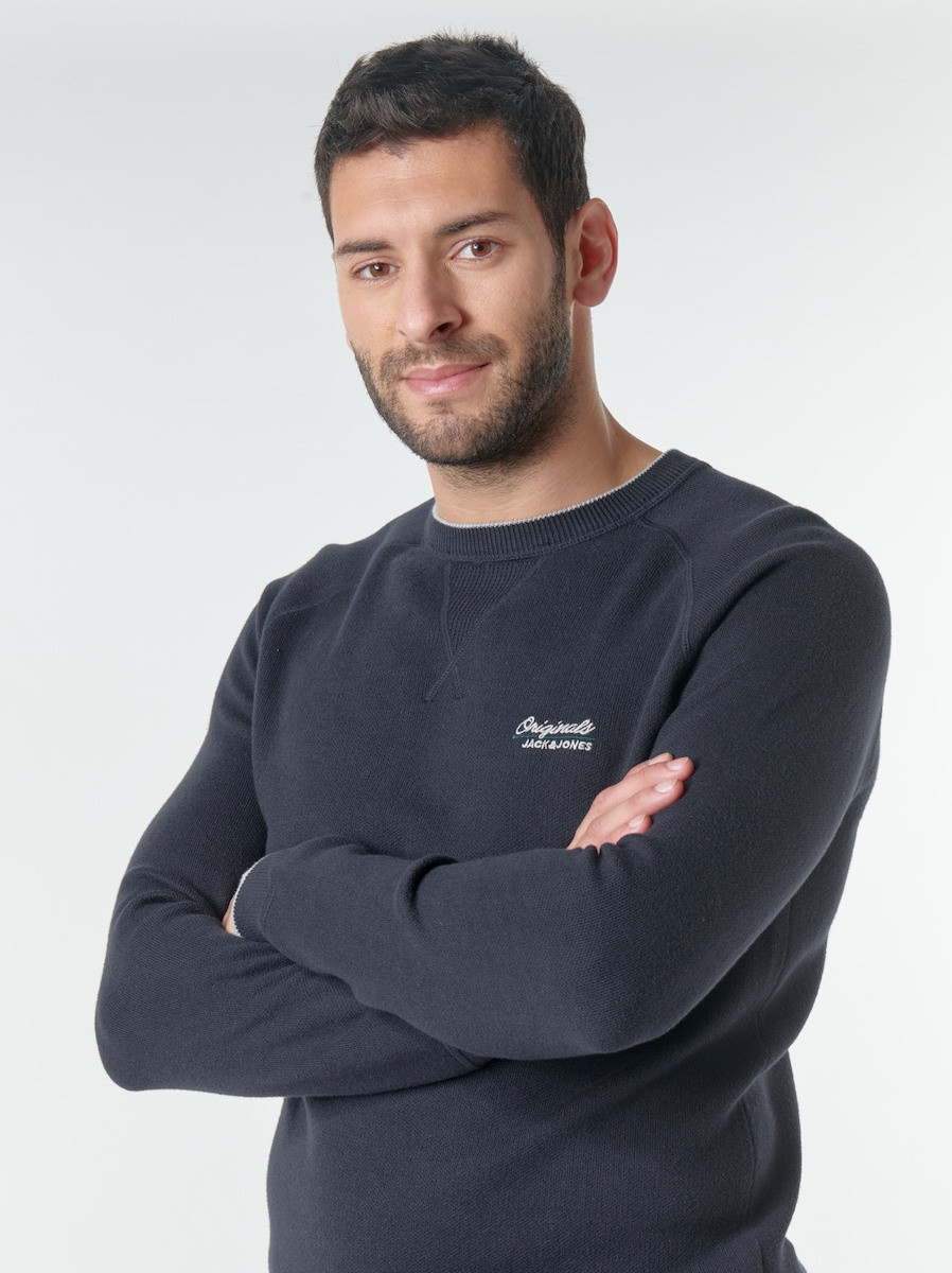 Світшот JORJOES KNIT CREW NECK 12175774 Sky Captain Jack&Jones S Темно-синій 12175774SkyCaptain