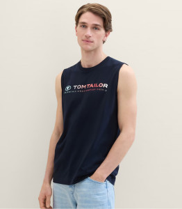 Майка Tanktop with a logo print 1041866ХХ10668 Tom Tailor L Темно-синій 1041866ХХ10668