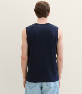 Майка Tanktop with a logo print 1041866ХХ10668 Tom Tailor L Темно-синій 1041866ХХ10668