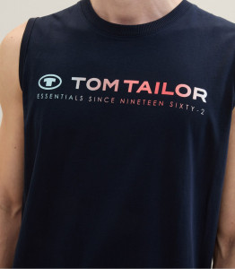 Майка Tanktop with a logo print 1041866ХХ10668 Tom Tailor L Темно-синій 1041866ХХ10668