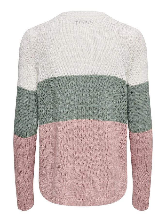 Пуловер ONLGEENA L/S BLOCK PULLOVER KNT NOOS 15161415-Cloud Dancer-Stripes:W. CHINOIS GREEN/ROS ONLY 15161415-Cloud Dancer-Str