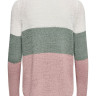 Пуловер ONLGEENA L/S BLOCK PULLOVER KNT NOOS 15161415-Cloud Dancer-Stripes:W. CHINOIS GREEN/ROS ONLY 15161415-CLOUD DANCER-STR