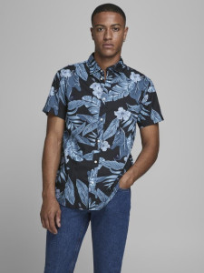 Сорочка JJCHRIS SHIRT SS PLAIN 12182710 Black Jack&Jones L Чорний 12182710BLACK