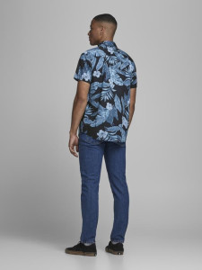 Сорочка JJCHRIS SHIRT SS PLAIN 12182710 Black Jack&Jones L Чорний 12182710BLACK