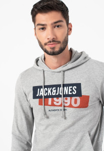 Толстовка JACSIMON LW SWEAT HOOD 12194721-Light Grey Melange Jack&Jones L Сірий 12194721-LIGHT GREY MELAN