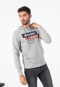 Толстовка JACSIMON LW SWEAT HOOD 12194721-Light Grey Melange Jack&Jones L Сірий 12194721-LIGHT GREY MELAN