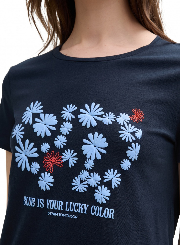 Футболка DENIM women's T-shirt 1045417-10668 Tom Tailor L Темно-синій 1045417-10668