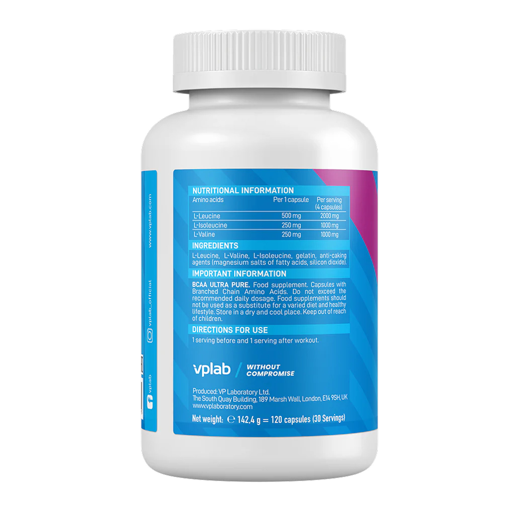 Капсули VPLab BCAA Ultra Pure - 120 caps 2023-10-5722