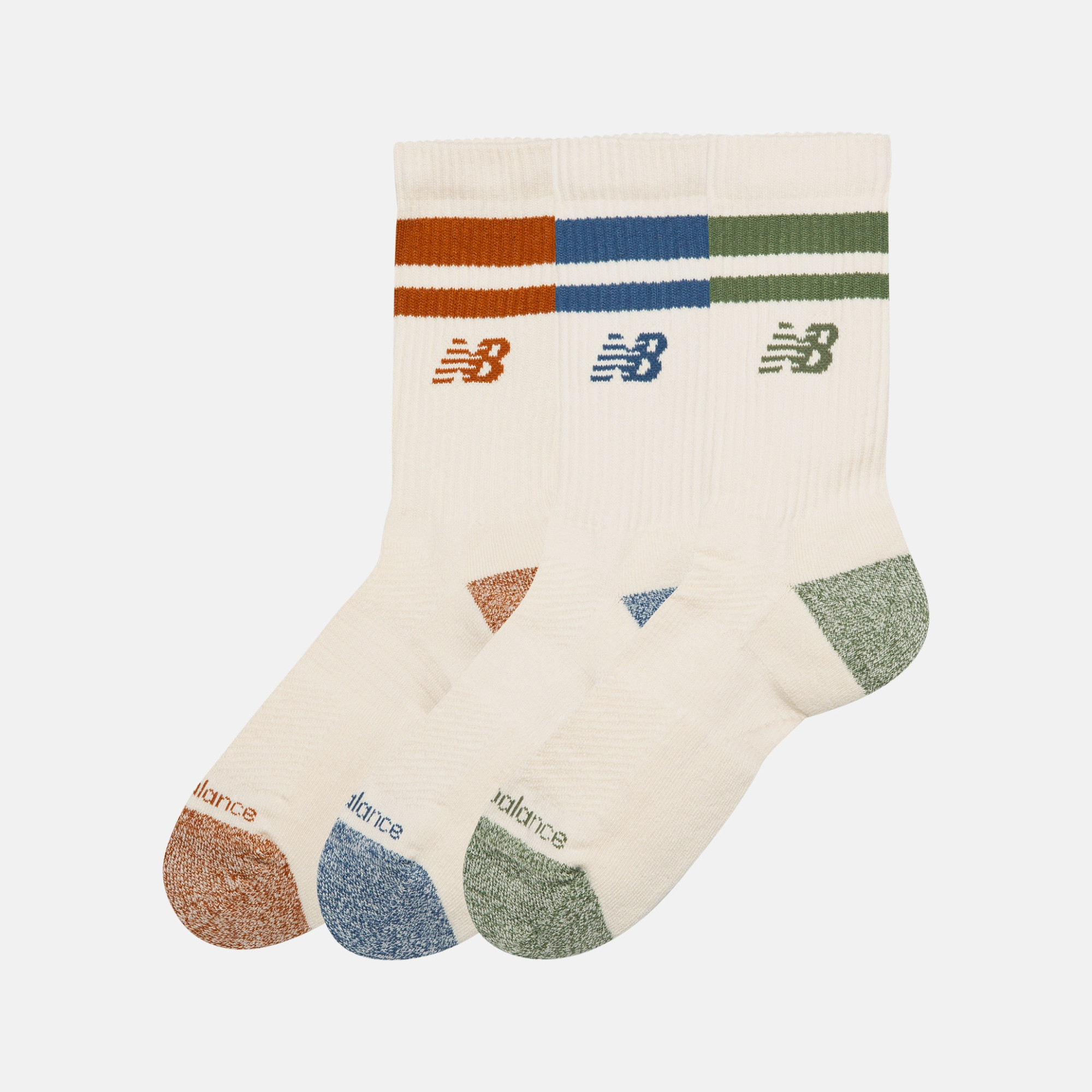 Шкарпетки New Balance Active Lifestyle Striped Crew Socks (3 пари) Beige LAS35210AS3 L LAS35210AS3