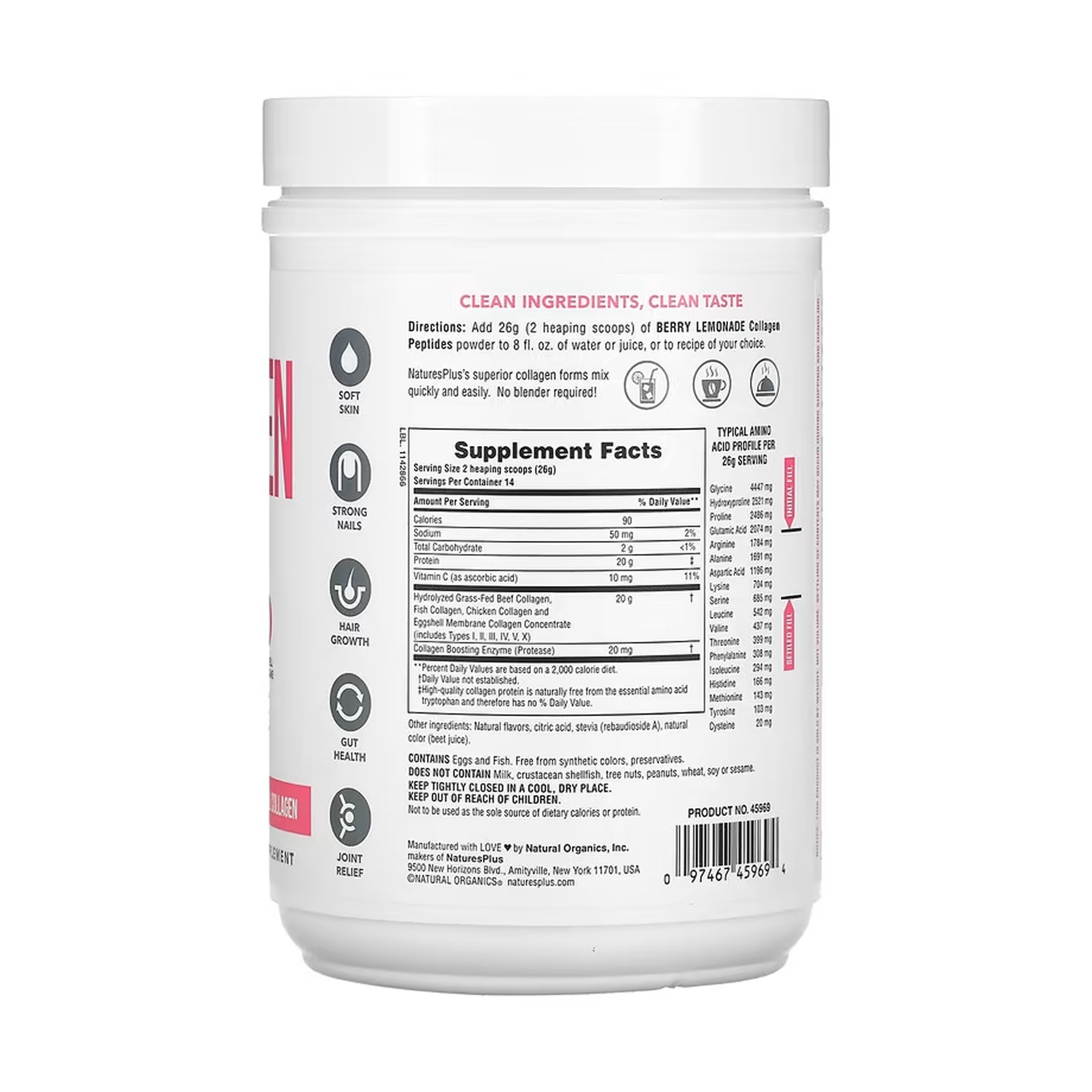 Порошок Nature's Plus Collagen Peptides - 364g Berry Lemonade 2023-10-5540