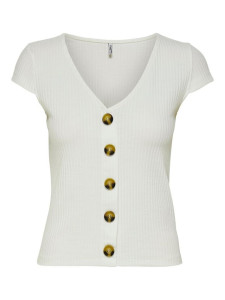 Блуза ONLNELLA S/S BUTTON TOP NOOS JRS 15181030 Cloud Dancer ONLY L Білий 15181030CLOUDDANCER
