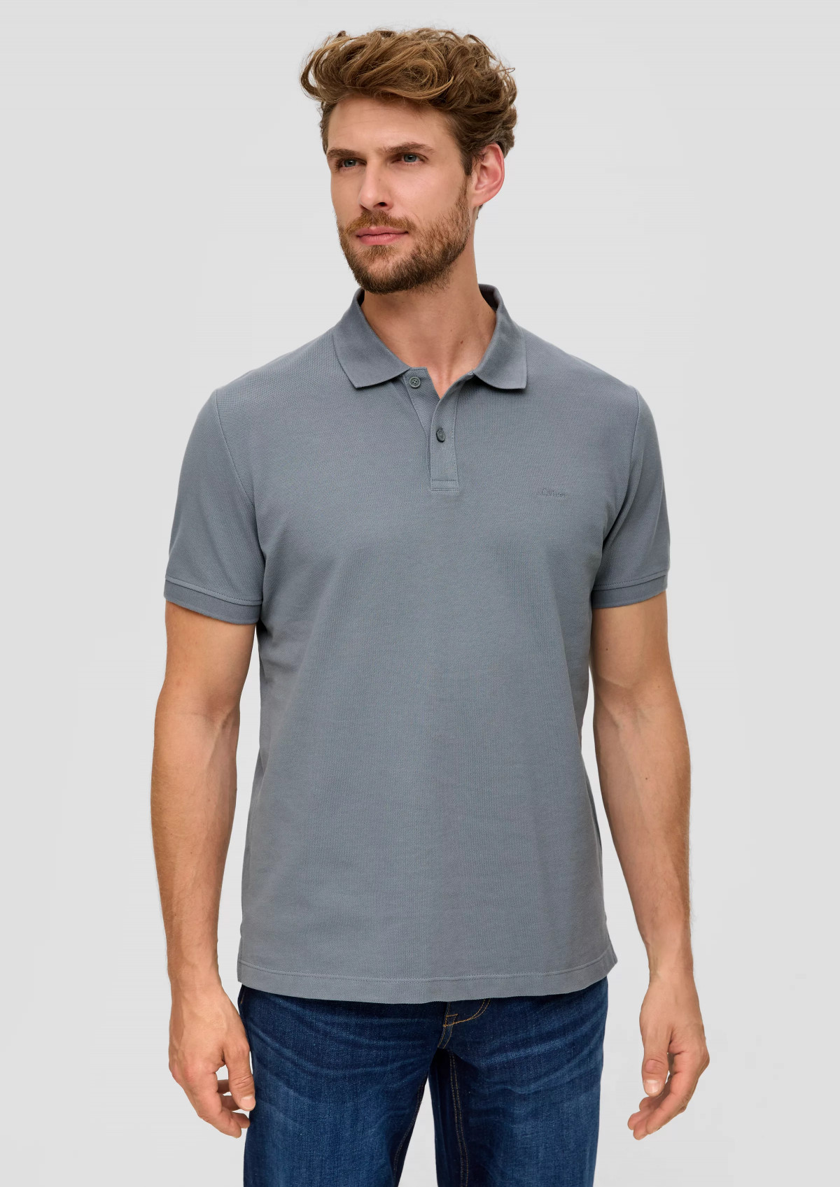Поло cotton piqué polo shirt 2138262.9500 s.Oliver L Сірий 2138262.9500