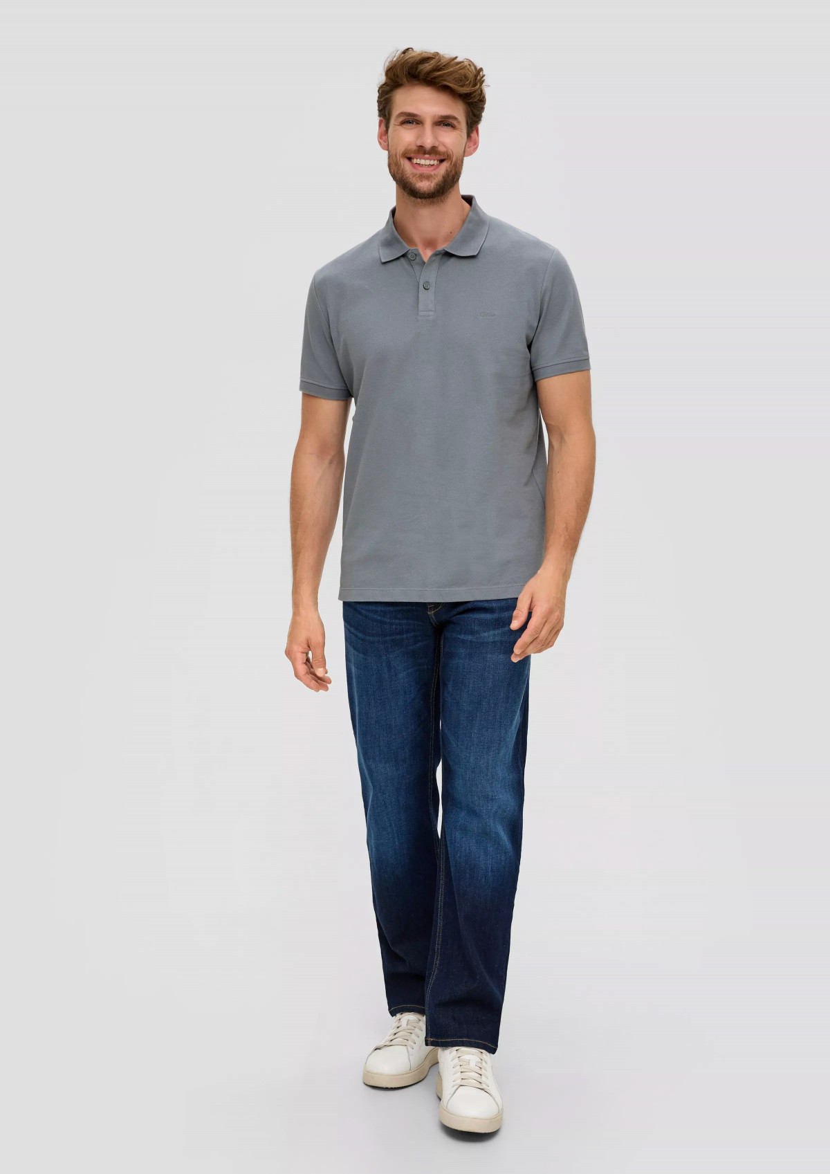 Поло cotton piqué polo shirt 2138262.9500 s.Oliver L Сірий 2138262.9500
