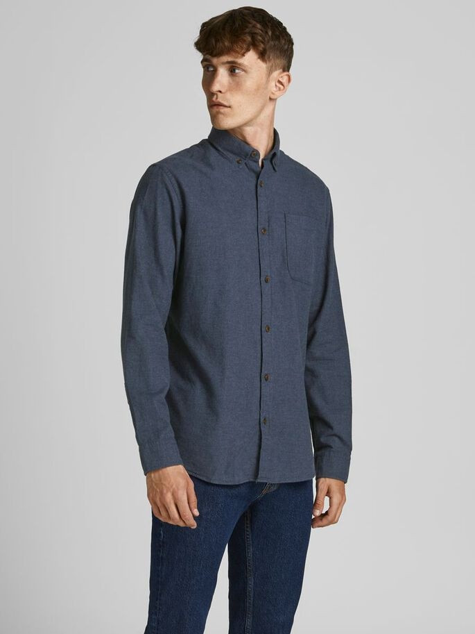 Сорочка JJECLASSIC HEATHER  SHIRT L/S STS 12189760-Navy Blazer-Fit:SLIM FIT Jack&Jones L Темно-синій 12189760-NAVY BLAZER-FIT:
