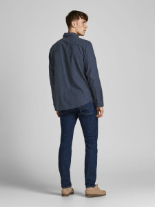 Сорочка JJECLASSIC HEATHER SHIRT L/S STS 12189760-Navy Blazer-Fit:SLIM FIT Jack&Jones L Темно-синій 12189760-NAVY BLAZER-FIT: