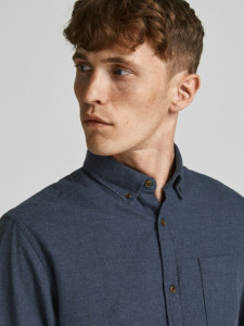 Сорочка JJECLASSIC HEATHER SHIRT L/S STS 12189760-Navy Blazer-Fit:SLIM FIT Jack&Jones L Темно-синій 12189760-NAVY BLAZER-FIT: