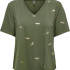 Футболка ONLFLORA S/S FOIL TOP JRS 15273576-Olive Night-Detail:Gun metal foil ONLY L Хакі 15273576-Olive Night-Deta