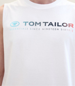 Майка Tanktop with a logo print 1041866ХХ20000 Tom Tailor L Білий 1041866ХХ20000