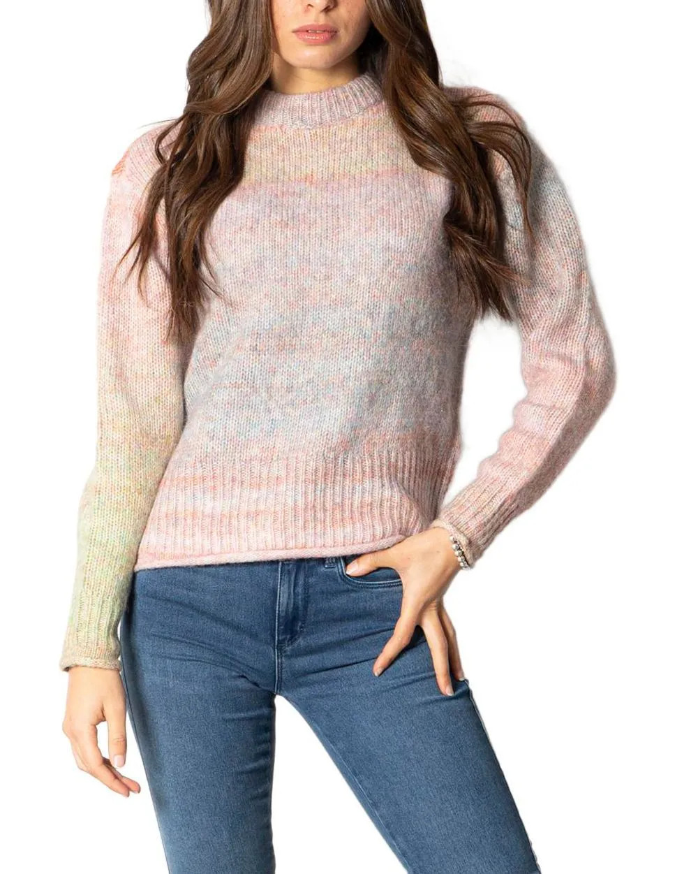 Пуловер ONLGRACE LIFE L/S PULLOVER EX KNT 15231323-Pink Nectar-Detail:W. MELANGE ONLY S Розовий 15231323-Pink Nectar-Deta