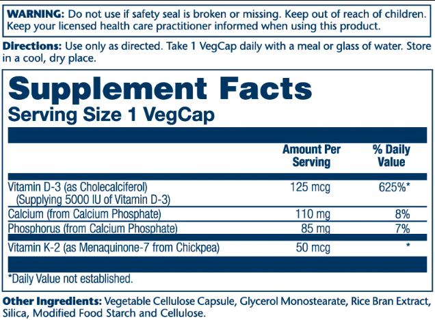 Капсули Vitamin D-3 & K-2 - 120 vcaps 2022-10-1038