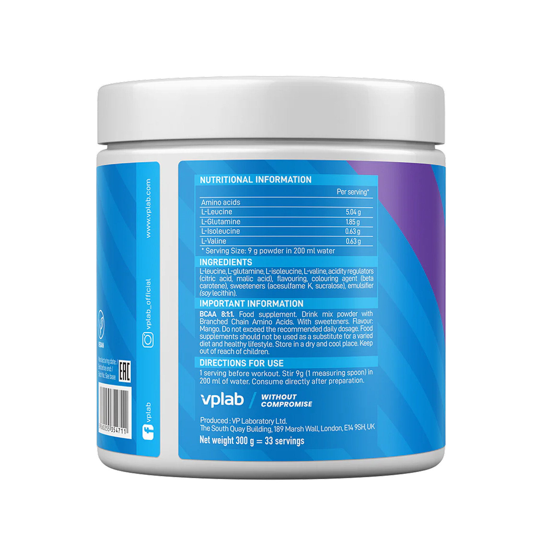 Порошок VPLab BCAA 8:1:1 - 300g Mango 2023-10-5724