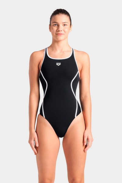 Купальник закритий для жінок Arena PRO_FILE SWIMSUIT SOLID чорний, білий Жін 36 008055-510