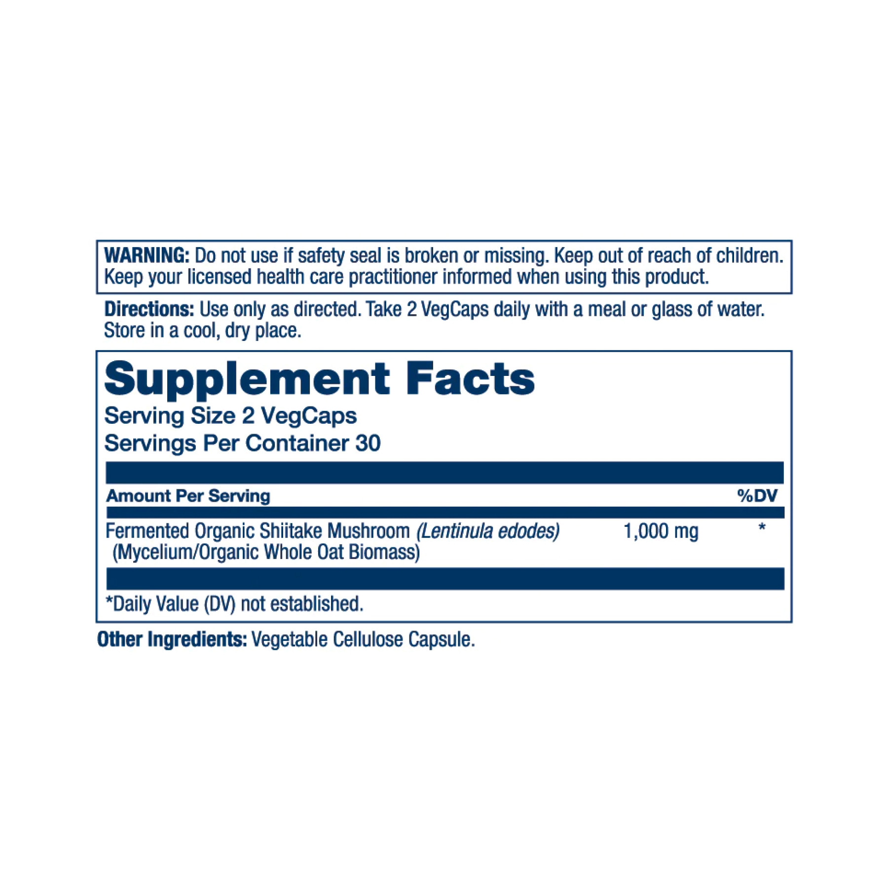 Капсули Solaray Fermented Shiitake Mushroom 1000mg - 60 vcaps (До 11.25) 2023-10-5416