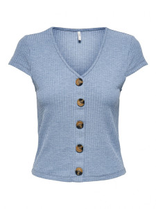 Блуза ONLNELLA S/S BUTTON TOP NOOS JRS 15181030 Faded Denim ONLY L Блакитний 15181030FADEDDENIM