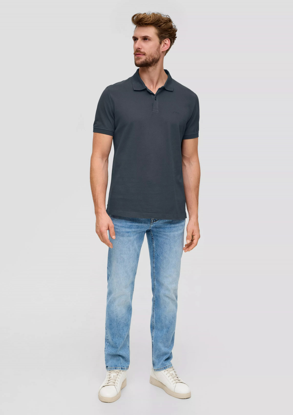 Поло cotton piqué polo shirt 2138262.9581 s.Oliver L Темно-сірий 2138262.9581