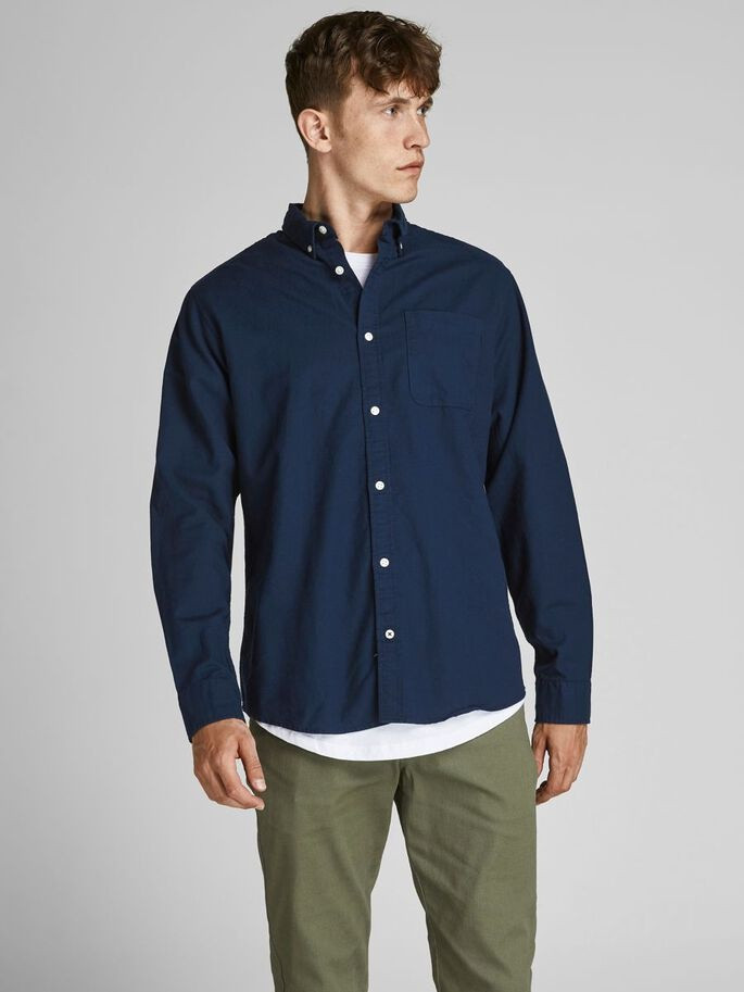 Сорочка JJEOXFORD SHIRT L/S S21 NOOS 12182486-Navy Blazer Jack&Jones L Темно-синій 12182486-NAVY BLAZER-FIT: