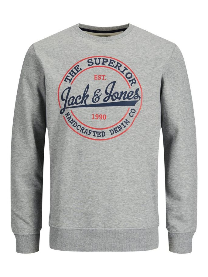 Толстовка JJBRAT SWEAT CREW NECK 12201404-Light Grey Melange-Print:Navy Blazer Jack&Jones XXL Сірий 12201404-Light Grey Melan