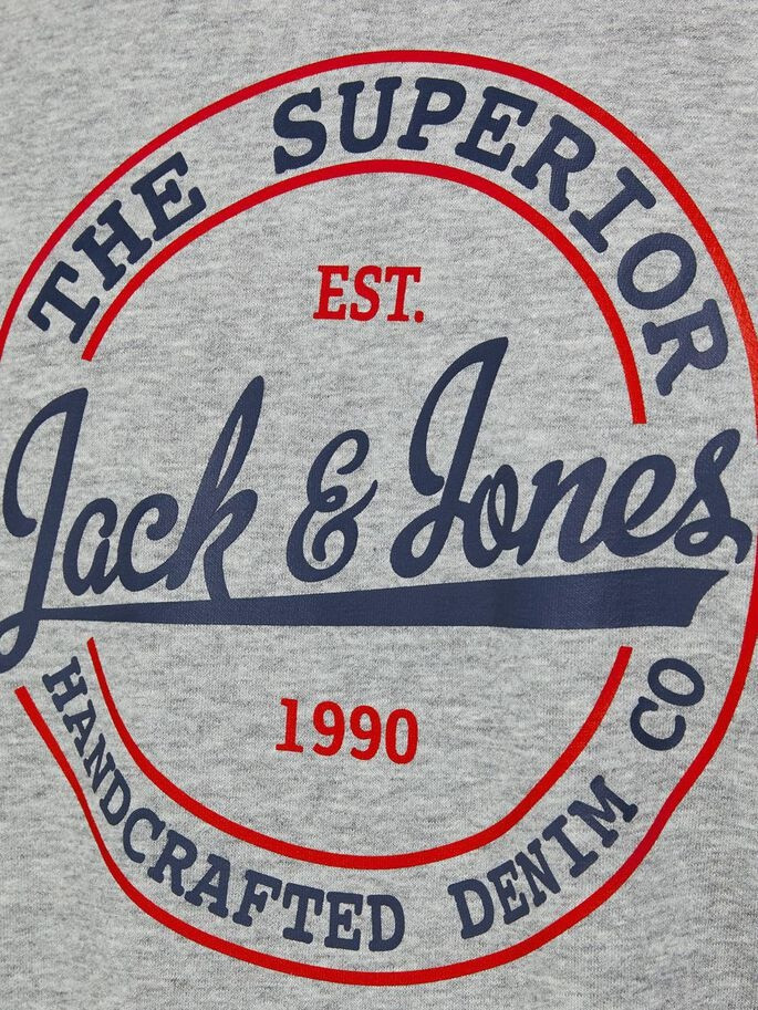 Толстовка JJBRAT SWEAT CREW NECK 12201404-Light Grey Melange-Print:Navy Blazer Jack&Jones XXL Сірий 12201404-Light Grey Melan