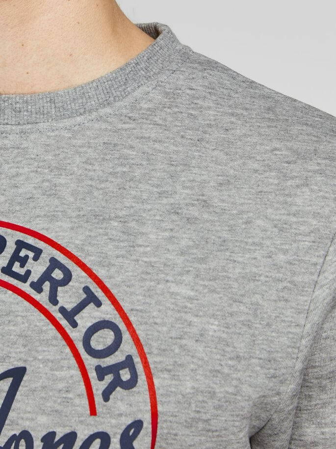 Толстовка JJBRAT SWEAT CREW NECK 12201404-Light Grey Melange-Print:Navy Blazer Jack&Jones XXL Сірий 12201404-Light Grey Melan