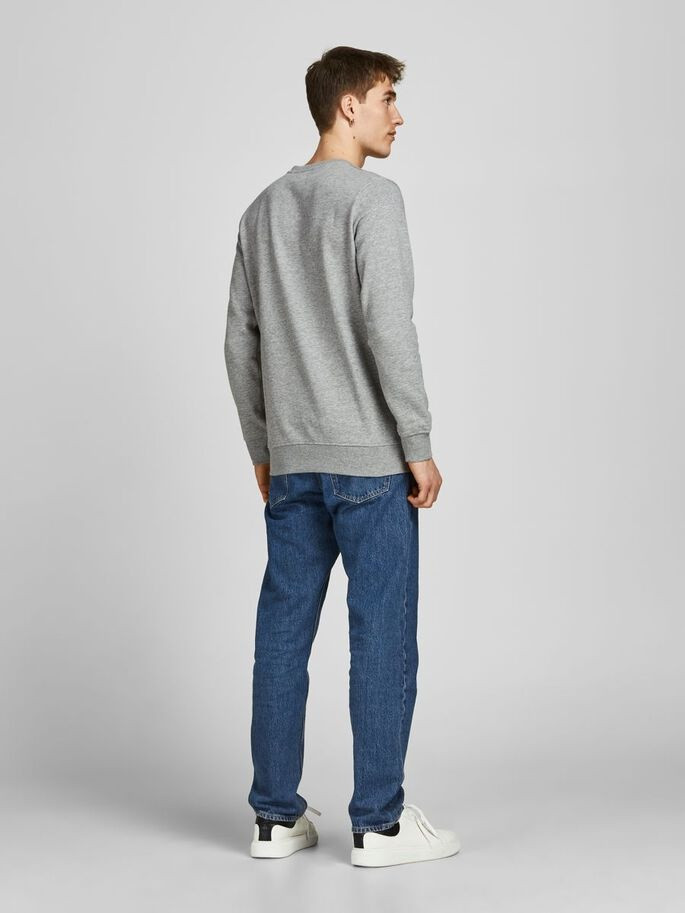 Толстовка JJBRAT SWEAT CREW NECK 12201404-Light Grey Melange-Print:Navy Blazer Jack&Jones XXL Сірий 12201404-Light Grey Melan