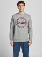 Толстовка JJBRAT SWEAT CREW NECK 12201404-Light Grey Melange-Print:Navy Blazer Jack&Jones XXL Сірий 12201404-Light Grey Melan