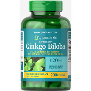 Капсули Ginkgo Biloba Standardized Extract 120mg - 200caps 100-90-1828125-20