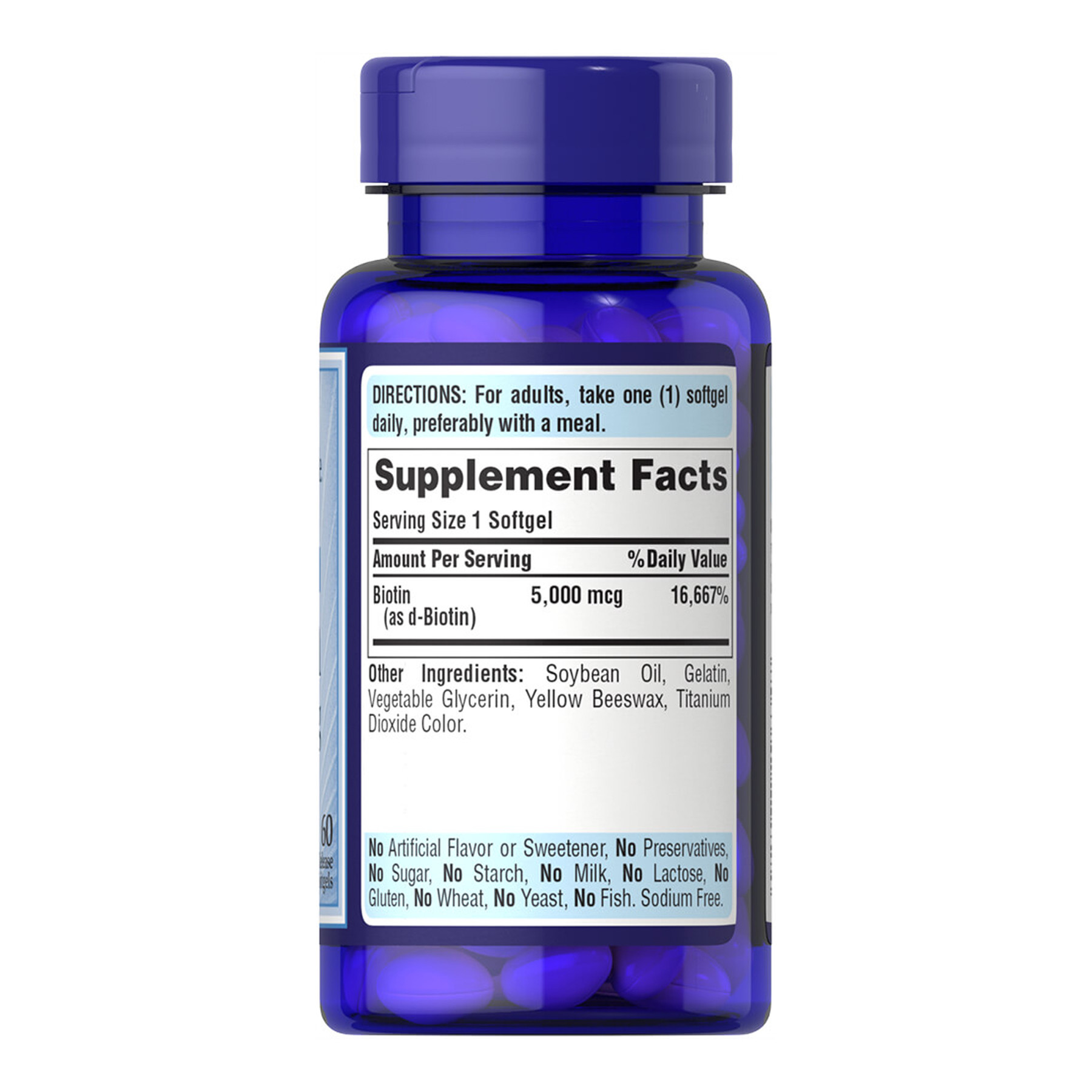 Софт гелеві капсули Puritans Pride Biotin 5000 mcg - 60 softgels 2023-10-5933