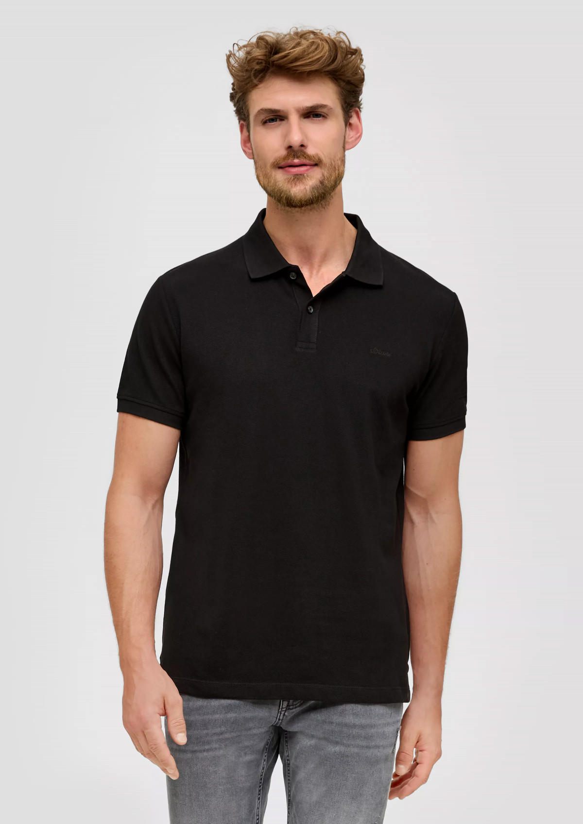 Поло cotton piqué polo shirt 2138262.9999 s.Oliver L Чорний 2138262.9999