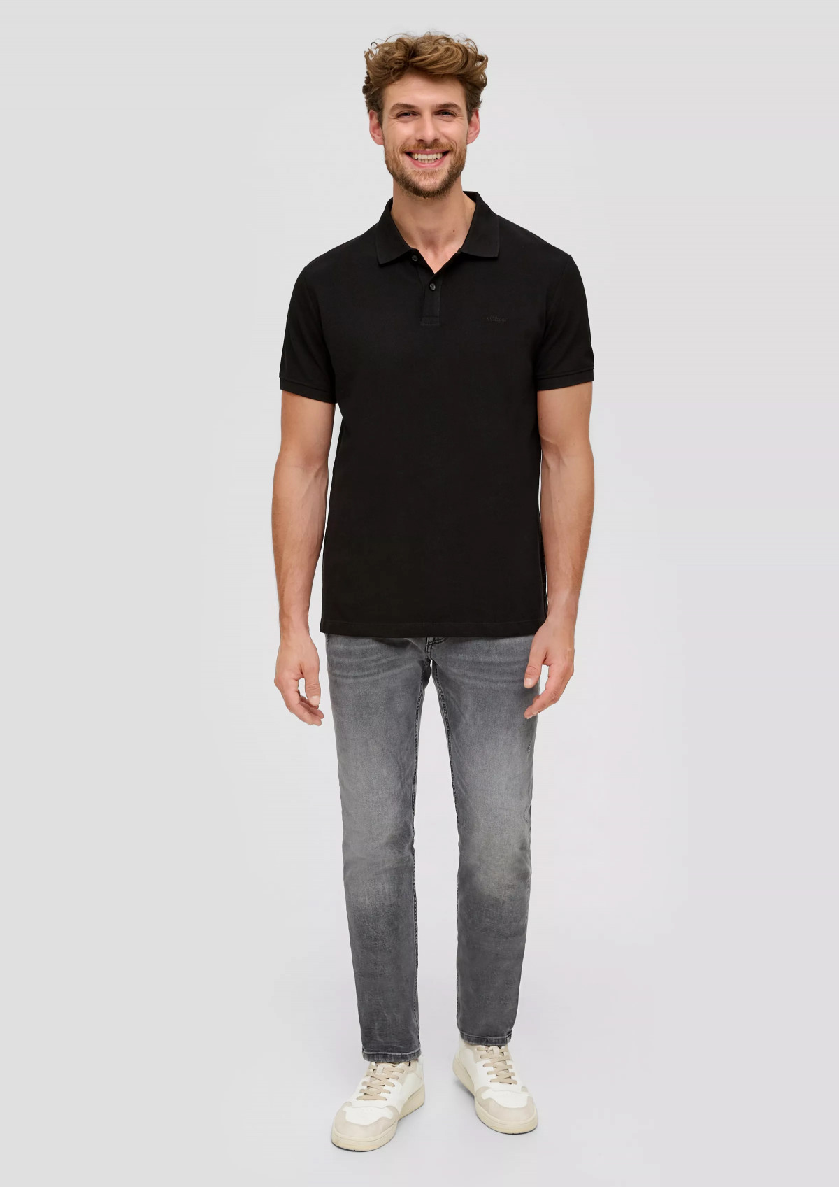 Поло cotton piqué polo shirt 2138262.9999 s.Oliver L Чорний 2138262.9999