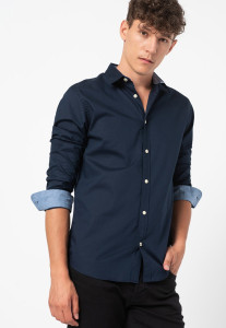 Сорочка JJEPLAIN AOP SHIRT L/S STS 12189770-Dark Navy Jack&Jones L Темно-синій 12189770-DARK NAVY-FIT:SL