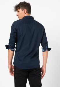 Сорочка JJEPLAIN AOP SHIRT L/S STS 12189770-Dark Navy Jack&Jones L Темно-синій 12189770-DARK NAVY-FIT:SL