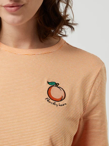 Футболка ONLFRUITY LIFE S/S STRIPE TOP BOX JRS 15231612 Mock Orange - BRIGHT WHITE + PEACH ONLY L По 15231612MockOrange-BRIGHT
