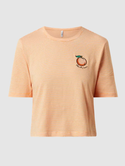 Футболка ONLFRUITY LIFE S/S STRIPE TOP BOX JRS 15231612 Mock Orange - BRIGHT WHITE + PEACH ONLY L По 15231612MockOrange-BRIGHT