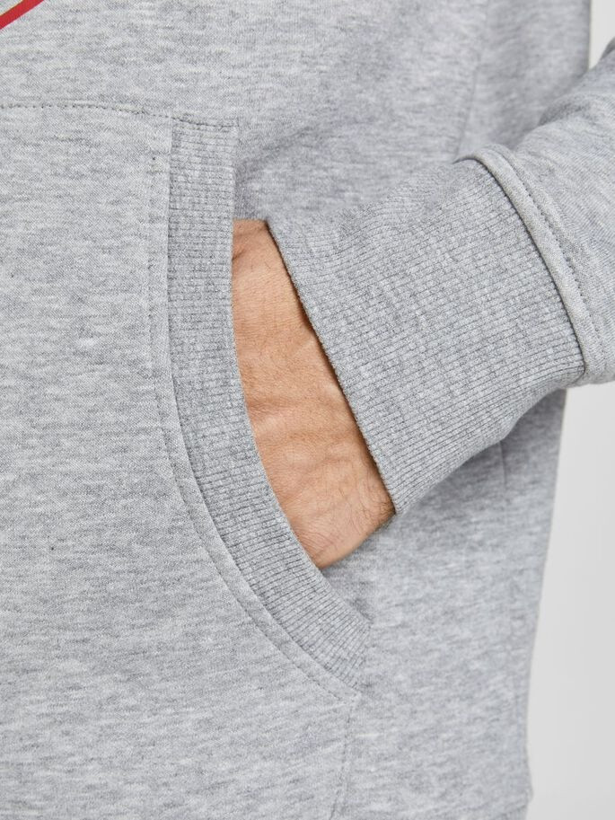 Толстовка JJBRAT SWEAT HOOD 12201406-Light Grey Melange-Print:Navy Blazer. Tru Jack&Jones L Сірий 12201406-Light Grey Melan