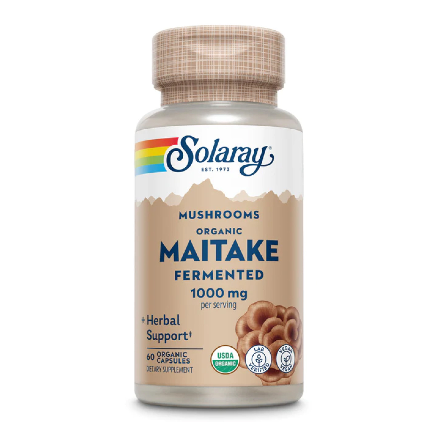 Капсули Solaray Org Grown Fermented Maitake 1000mg - 60 caps (До 11.25) 2023-10-5417