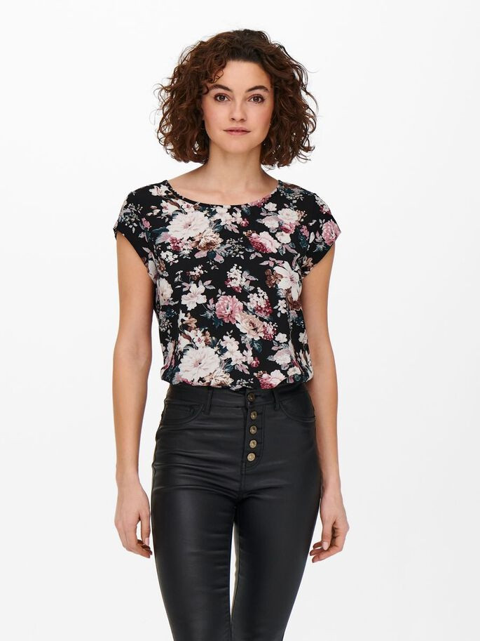 Блуза ONLVIC SS AOP TOP NOOS PTM 15161116-Black-AOP:BIG LARRY FLOWER ONLY 34 Чорний 15161116-BLACK-AOP:BIG LA