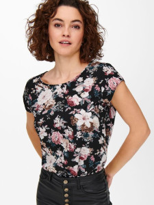 Блуза ONLVIC SS AOP TOP NOOS PTM 15161116-Black-AOP:BIG LARRY FLOWER ONLY 34 Чорний 15161116-BLACK-AOP:BIG LA